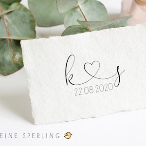 Stempel HOCHZEIT Initialen mit Herz und Datum, Hochzeitsstempel, Stempel Hochzeit
