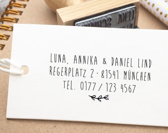 STEMPEL Adresse Blätterranke | Stempel personalisiert | Adressstempel | Namensstempel | Stempel Hochzeit | Stempel Schulanfang