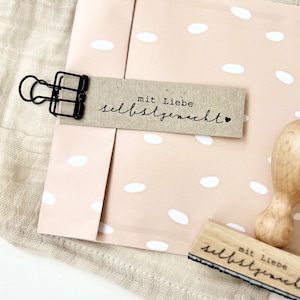 Stempel mit Liebe selbstgemacht, Stempel Geschenk, Stempel Mitbringsel, Holzstempel Handmade