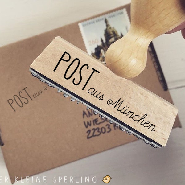 Stempel POST aus ... deiner Stadt, Stempel Adresse, Wunschtext, personalisiert