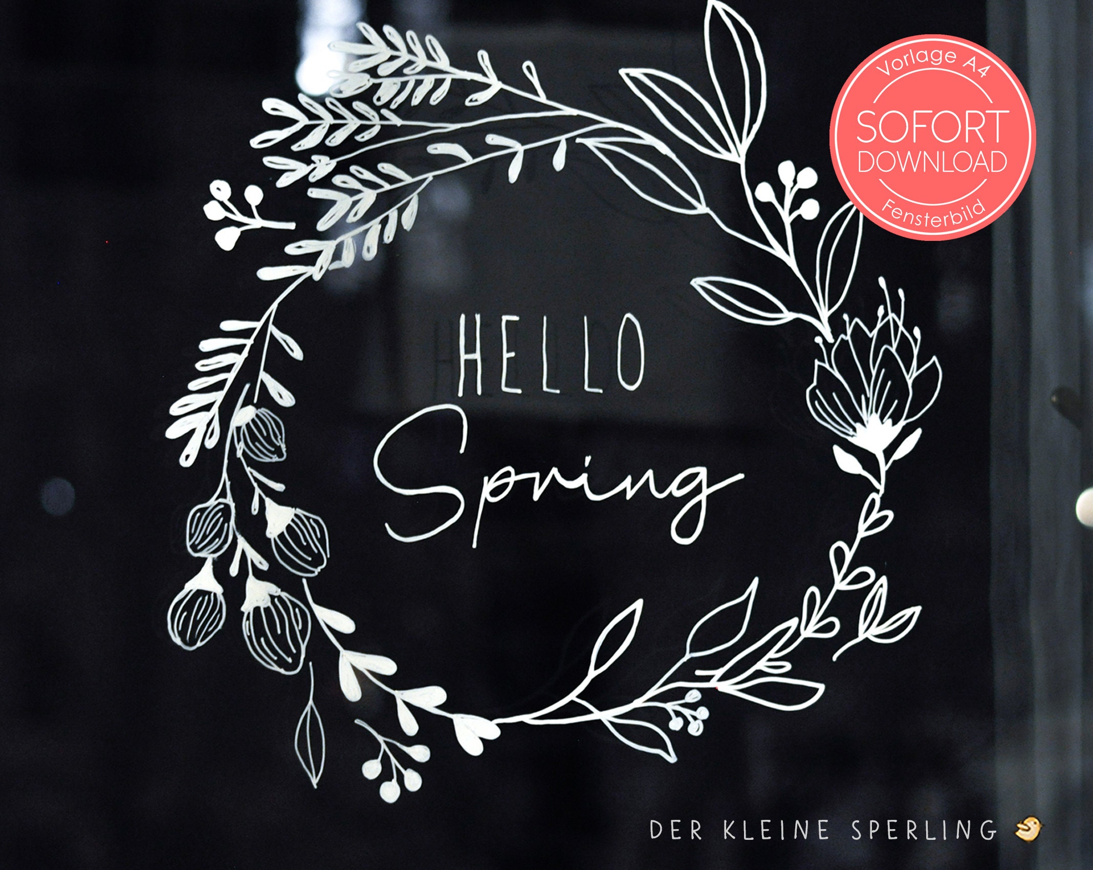Kreidestift Fenster Vorlage Ostern