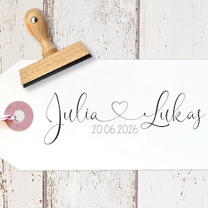 Hochzeitsstempel personalisiert mit Namen & Herz | Hochzeit Stempel Kalligrafie | Einladung, Deko, Gastgeschenk