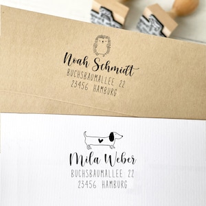 Stempel Adresse Dackel | Igel, Stempel personalisiert, Schulanfang, Schultüte, Einschulung, Geburtstag