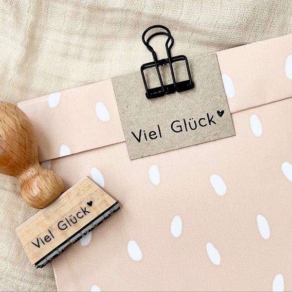 Stempel "VIEL GLÜCK", Stempel Geschenk, Holzstempel Viel Glück