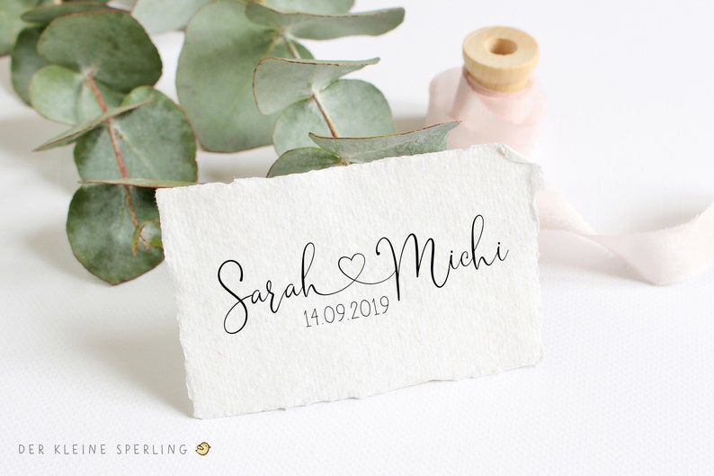 Stempel HOCHZEIT Hochzeitsstempel herzverbunden Hochzeitseinladung Namen mit Herz Hochzeitsdatum Bild 9