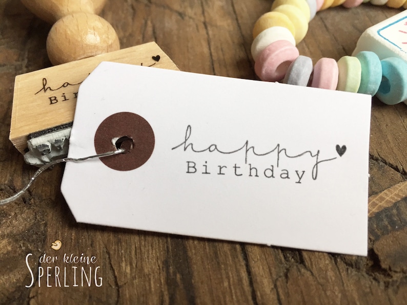 STEMPEL happy Birthday, mit Herz, Stempel Geburtstag, Geburtstagsstempel Bild 9