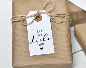 Stempel Liebe, Hier ist viel Liebe drin, mit Herz, Geschenk, Verpackung, Hochzeit, Stempel Text, with love, wrapping