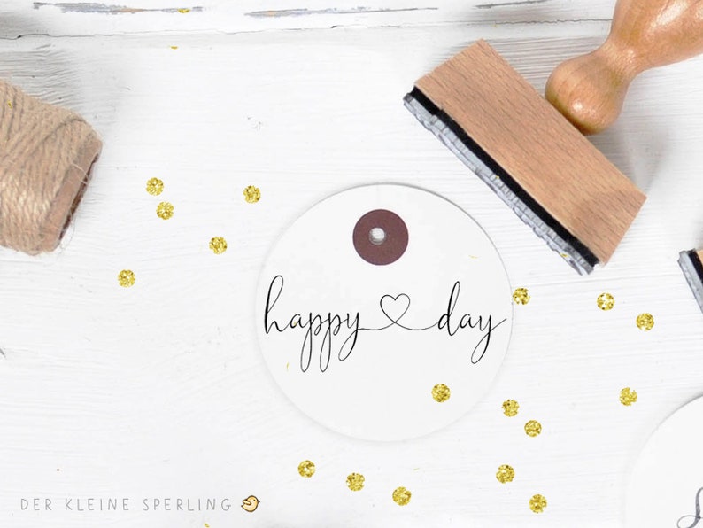 Stempel happy day mit Herz, Stempel Hochzeit, Hochzeitseinladung image 2