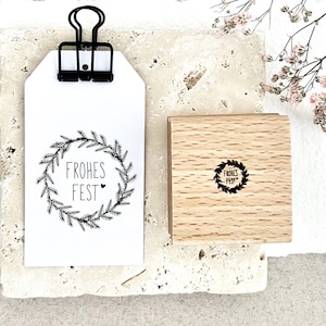 Stempel FROHES FEST mit Tannenkranz, Stempel Weihnachten, Weihnachtsstempel