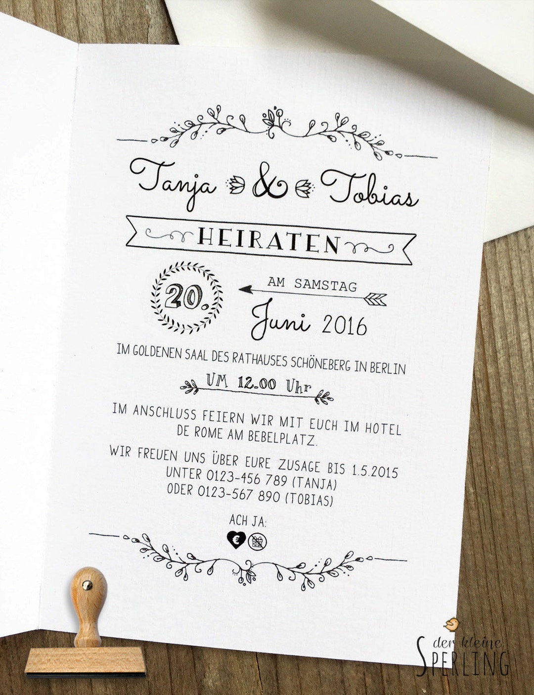 STEMPEL Hochzeit personalisiert, Stempel Hochzeit Einladung