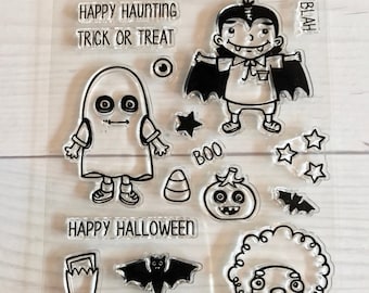 halloween stamps, halloween planner, october daily, skeleton stamps, werewolf stamps,  cat stamps, halloween scrapbook, halloween goodie bag