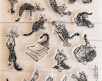 bengal cats, bengal cat stamps, cat stamp, cards for cat lovers, cat greeting cards, spotted cats, cat stamps, cat stickers, kitten stamps