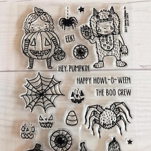halloween stamps, halloween planner, october daily, trick or treat, spider stamps, spiderweb stamps, warewolf stamp, eyeball, pumpkin stamps