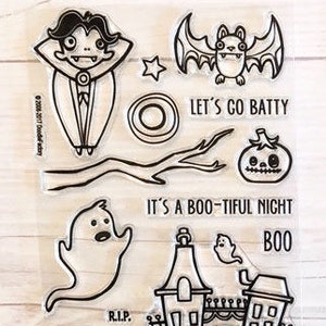 Halloween stamps, halloween stamp set, witch stamps, vampire stamps, bat stamps, haunted house, ghosts, planner stamps, starving artistamps,