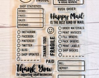 business planner stamps, small business stamps, happy mail, etsy shop stickers, social media stamp, social media stickers, review stickers,