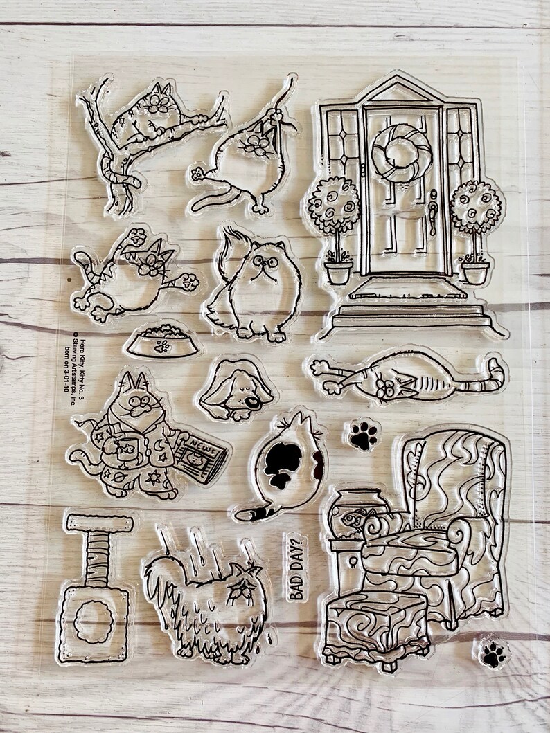 Cat stamps cat stamp set kitten stamps kitty stamps Etsy
