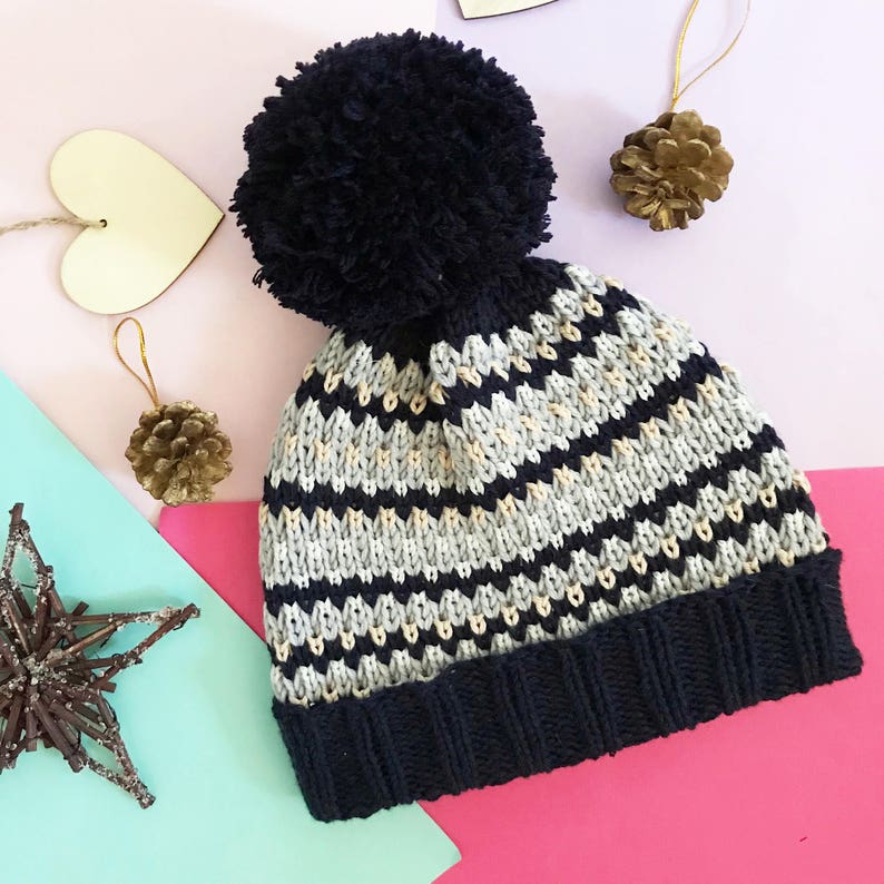 navy bobble hat womens