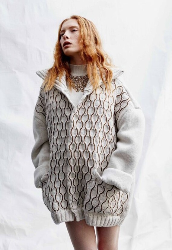 chunky embroidered cardigan