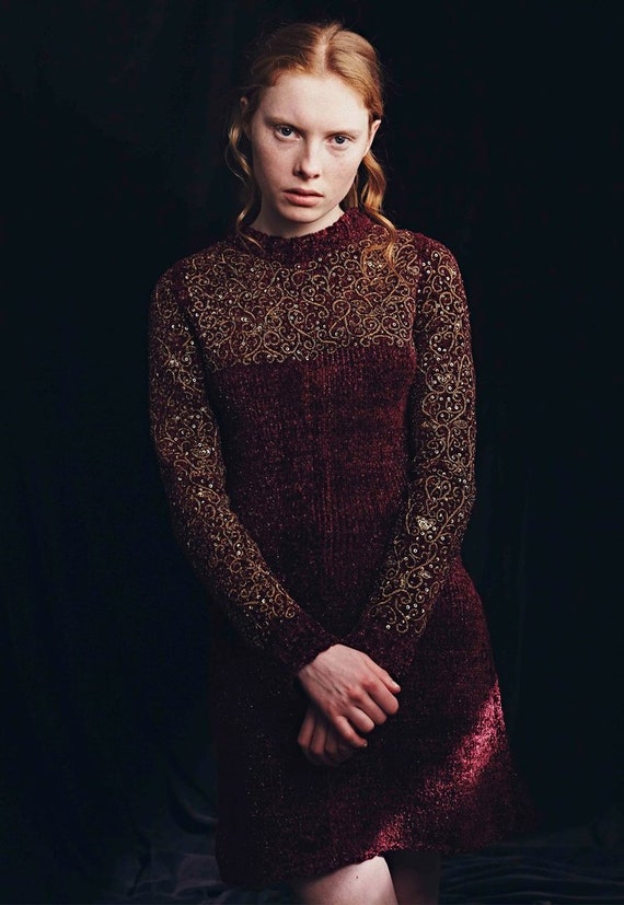 burgundy jumper dress