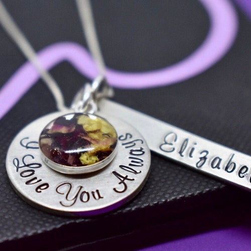 Funeral Flower Keepsake Necklace Sterling Silver Etsy