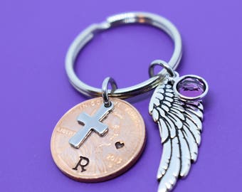 Memorial Jewelry, mom, dad, remembrance keychain Pennies From Heaven - Penny Memorial Keychain, sympathy gift keepsake