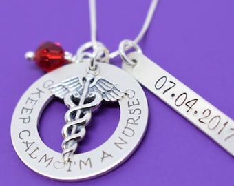 Personalized Nurse Necklace - Nurse Gift - Graduation  Gift - Silver Nurse Jewelry - Nurse Gift - Nurse Jewelry - Necklace