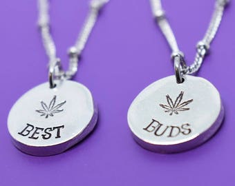 Best Friends - Marijuana  Mommy necklace - Hemp mom - best buds  - Pot - hand made jewelry