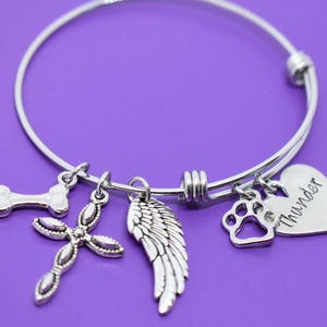 Pet Memorial Jewelry Dog Memorial Bracelet Pet Loss Gift Forever in my Heart In Memory of Dog. Personalized Dog Remembrance image 1