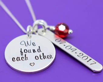 Adoption Gifts Personalized Silver Necklace, Born Home Forever Jewelry, Adoption day gift, Adoptive Foster Parent, Personalized Mommy Neckl