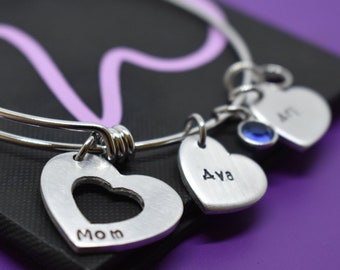 Mom Bracelet - Mother's Day Gift  - Personalized Charm Bracelet - Name - Mommy Bangle Bracelet - Personalized Bracelet - Gift for Mom - Mom