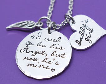 Memorial Necklace Dad, I used to be his angel now he's mine, Remembrance Necklace, Loss of Dad, Dad sympathy Gift