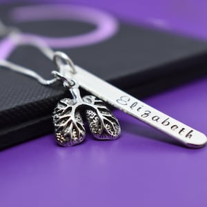 Respiratory Therapy, Personalized Silver, RT Jewelry, RRT Graduation, Respiratory Care, Therapist Gifts Lung transplant, asthma, lung cancer