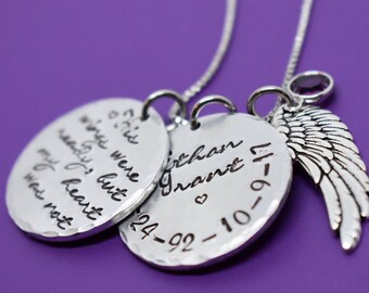 Memorial jewelry Dad, personalized remembrance necklace, His wings were ready Remembrance Necklace, Sympathy gift