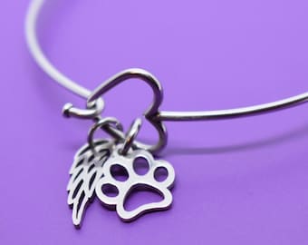 Memorial Jewelry Pet Loss Gift, Dog Bracelet, Cat Remembrance, Loss of Dog, Memorial Bangle, Sympathy Bracelet, In loving memory of dog