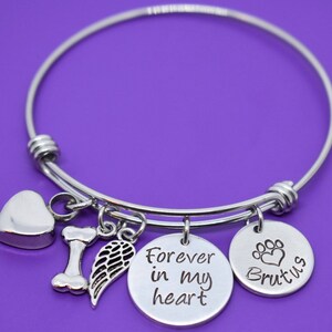 Cremation Pet Memorial Jewelry, Personalized Dog Memorial Bracelet - Pet Loss Gift, urn Forever in my heart, In memory of dog