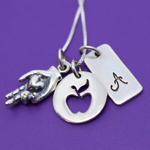 Apple Necklace - Teacher Appreciation Gifts - Kindergarten Preschool Teacher Gifts - Personalized Teacher Jewelry - Apple Charm
