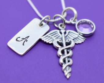 Nurse Gift - Nurse Jewelry - LPN RN Necklace- Registered Nurse - Nurse Graduation Gift -Personalized - silver - Custom Gift