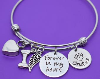 Cremation Pet Memorial Jewelry, Personalized Dog Memorial Bracelet - Pet Loss Gift, urn Forever in my heart, In memory of dog