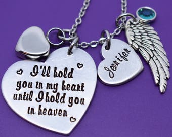 Cremation Memorial Jewelry Necklace - Urn -I'll hold you in my heart until i hold you in heaven - Memorial Jewelry - Loss of Loved One Keeps