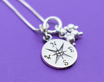 Graduation Gift - Sterling Silver Graduation Necklace - Graduation Jewelry Necklace  - Personalized Graduation - Compass - Gift for graduat