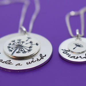 Mother Daughter Necklace Set - Dandelion Mother Daughter Jewelry - Silver Necklace Set - Mommy and Me necklace - Mother&#39;s day gift - Mom