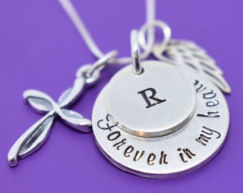 Memorial Jewelry, Remembrance  Necklace ,Sympathy gift, Forever in my heart,loss if child , miscarriage necklace, silver