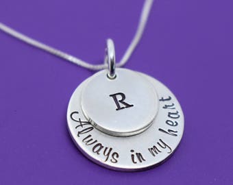 Memorial Jewelry, Remembrance  Necklace ,Sympathy gift, always in my heart, loss if child , miscarriage necklace, silver