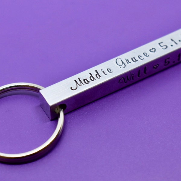 Birth Bar Keychain- Mom Gift Mothers day - Four Sided Keychain - Name Keychain - Family - Fathers Day Gift - Dad Keychain - kids names