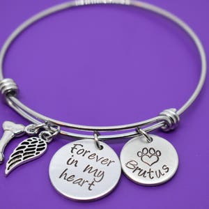 Personalized Pet loss Bracelet Dog Memorial gift sympathy gift Jewelry, Gift Forever in my heart, dog memorial bracelet, loss of dog, paw image 4