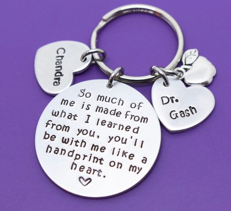 Personalized hand stamped teacher keychain. christmas gift Custom teacher gift. End of year gift for teacher. Teachers appreciation week image 7