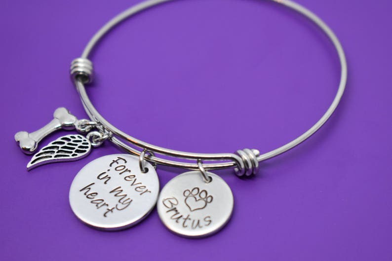 Personalized Pet loss Bracelet Dog Memorial gift sympathy gift Jewelry, Gift Forever in my heart, dog memorial bracelet, loss of dog, paw image 6