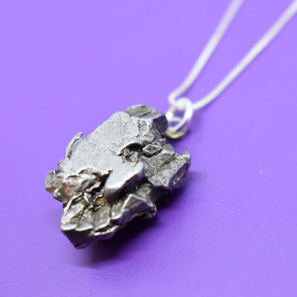 Meteorite Necklace - Meteorite Jewelry - Space Rock - Space Raw gemstone - Varying Meteorite - Set Sterling Silver - Please Read Description