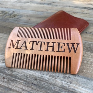 Beard comb personalized, Valentine’s gift for men custom engraved, simple groomsmen gift, father son dad grandpa, beard brush comb case