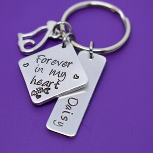 Pet Memorial Jewelry - Cat loss Keychain, Gift - Forever in my Heart, Personalized Cat Remembrance Keychain - Pet remembrance